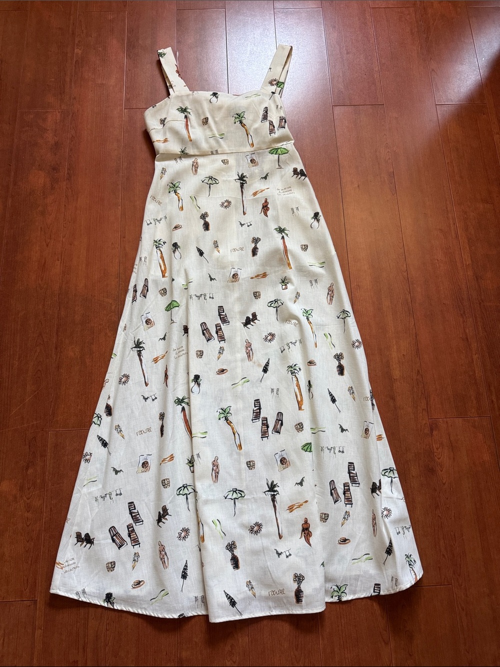 Cream Tropical Print Sundress